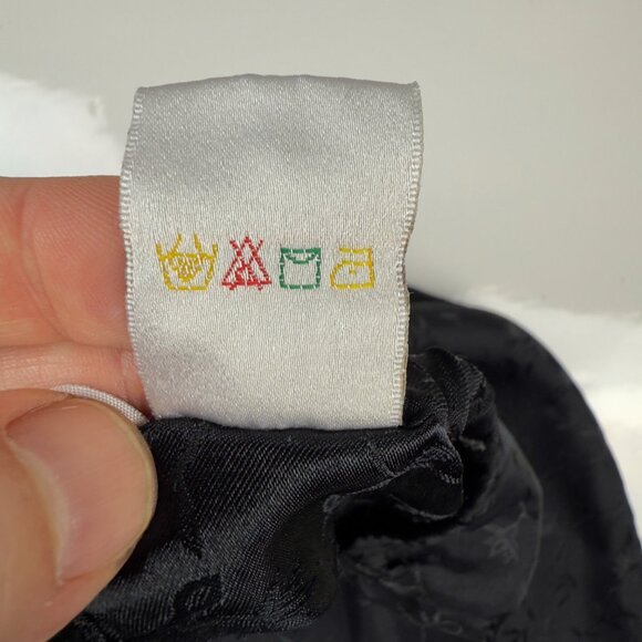 VOGUE Dessous VTG Jacquard Satin Button Front Long Sleeve Black Pajama Set Sz M - Picture 14 of 16